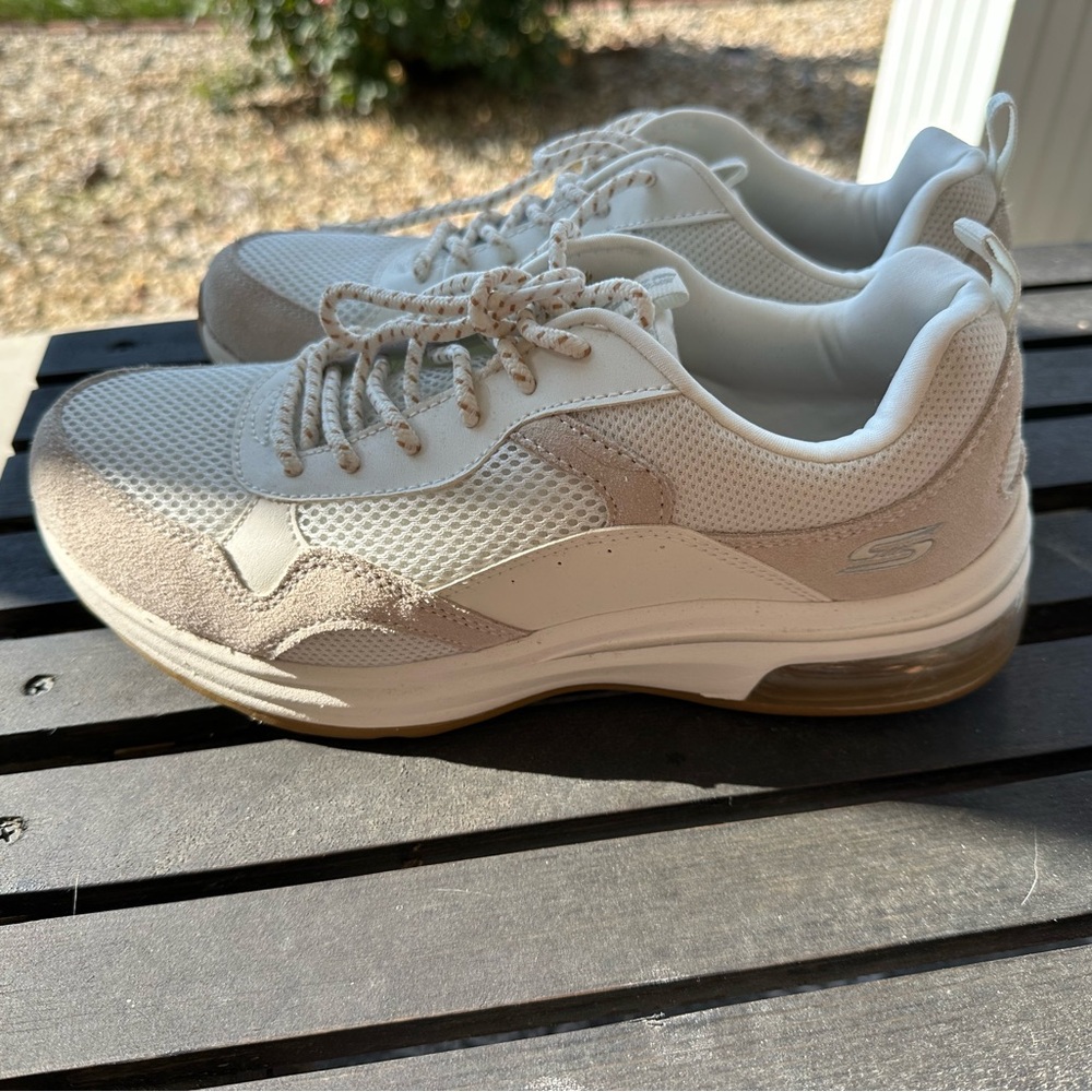 Skechers White and Cream Athletic Shoes